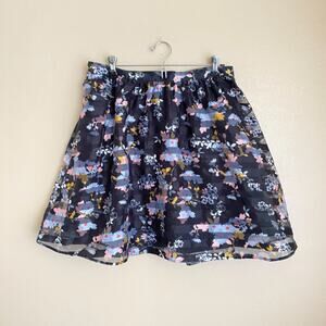 Xhilaration Large Black Floral Skirt Pockets Striped Layered